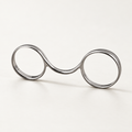 2½ buddy ring in polished silver-tone metal with two loops joined by a curved bridge, studio view